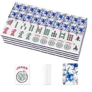 Blue and White Mahjong Tile Set